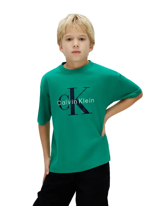 Kids Boys Monogram Logo Graphic Short Sleeve T-Shirt 3 Image