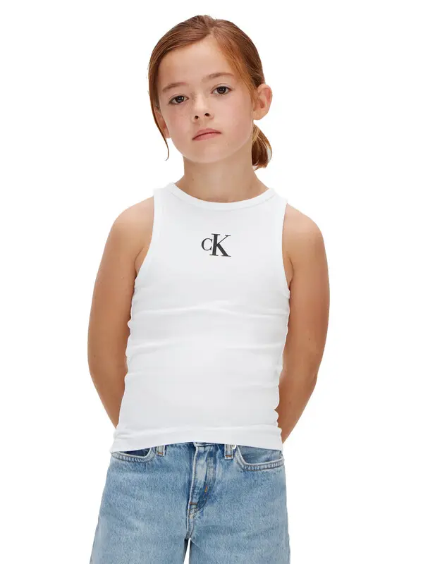 Kids Girls Monogram Slim Fit Ribbed Tank Top 2 Image