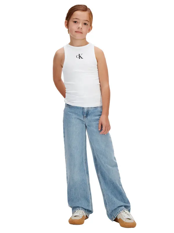 Kids Girls Monogram Slim Fit Ribbed Tank Top 3 Image