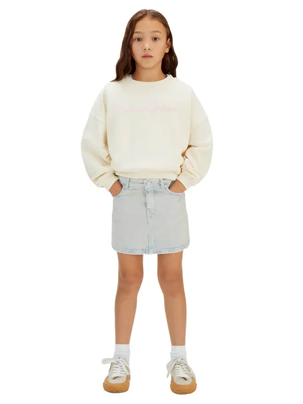High Rise Light Wash Denim Mini Skirt 2 Image