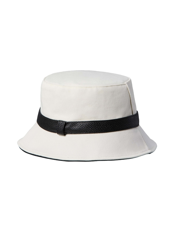 Canvas Bucket Hat with Leather Trim 1 Image