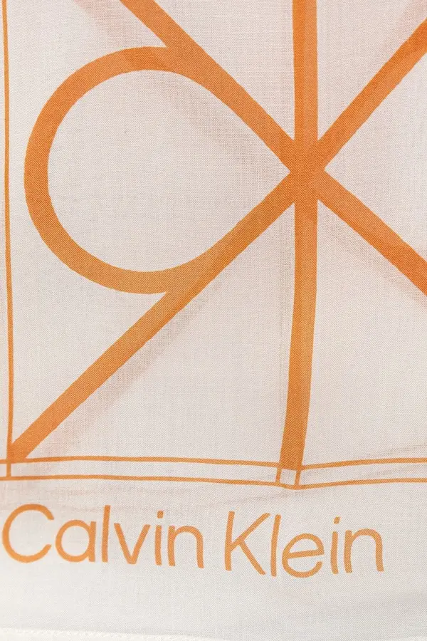 Scarf with Orange and Red Monogram Print 1 Image