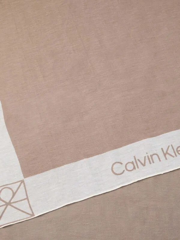 Logo Border Linen-Blend Scarf 2 Image
