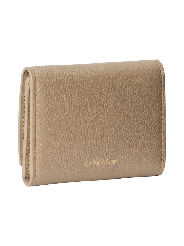 Grained Leather Hardware-Tab Trifold Wallet 1 Image