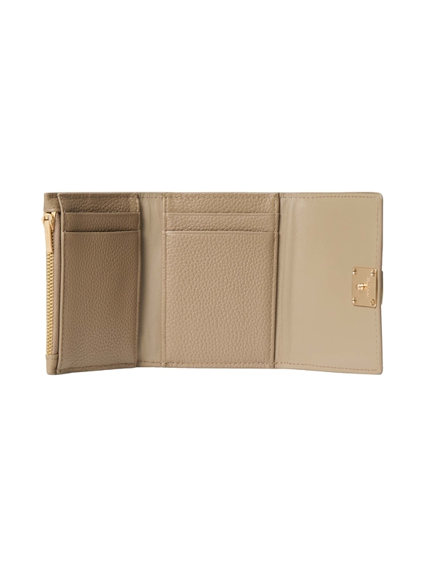 Grained Leather Hardware-Tab Trifold Wallet 2 Image