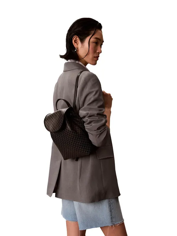 Patterned Drawstring Backpack with Flap Closure 1 Image