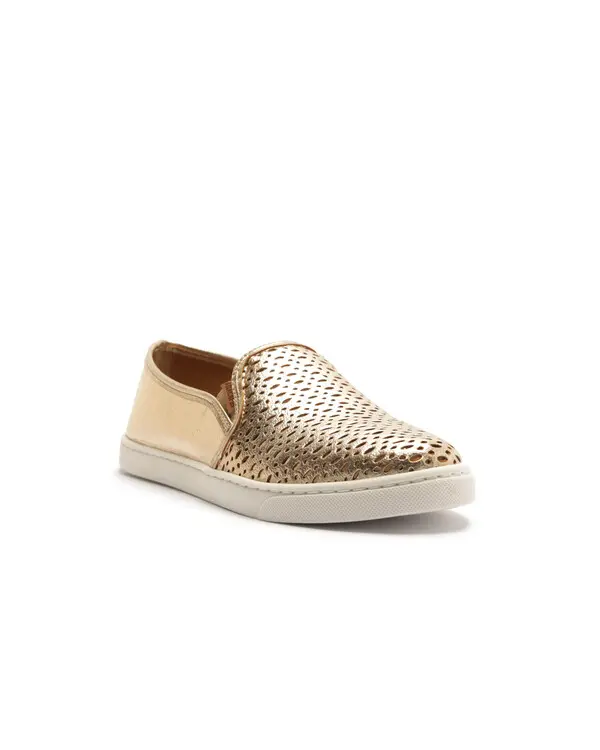 Perforated Metallic Slip-On Sneakers 3 Image