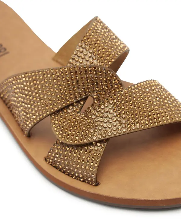 Bronze Crystal Embellished Criss-Cross Slipper 3 Image