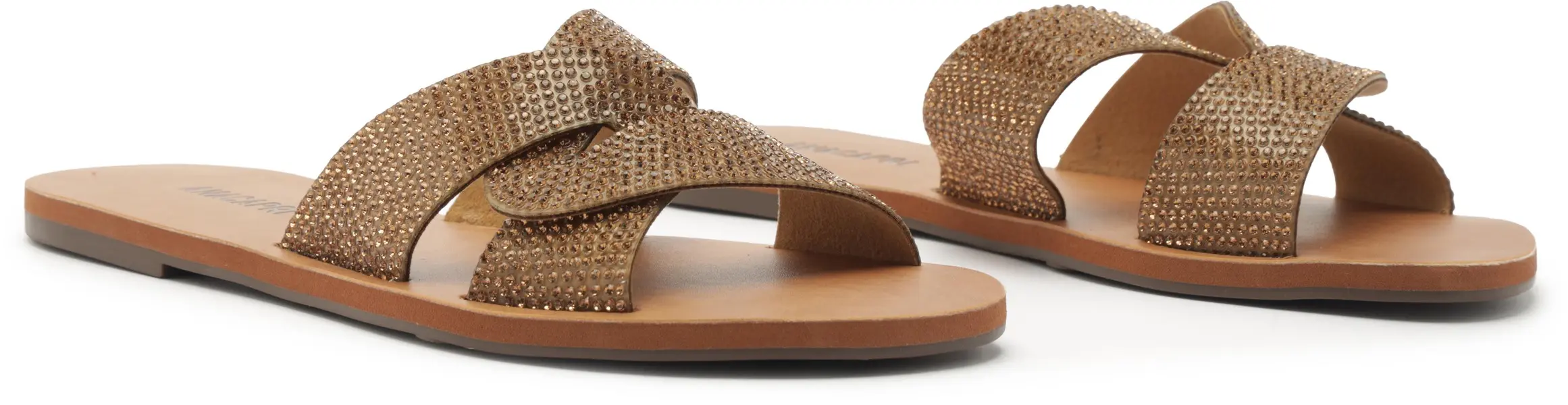 Bronze Crystal Embellished Criss-Cross Slipper 5 Image
