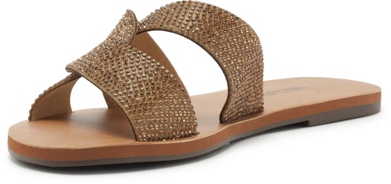 Bronze Crystal Embellished Criss-Cross Slipper 6 Image
