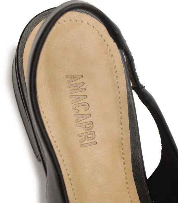 Peep Toe Slingback Leather Block Heeled Sandal 3 Image