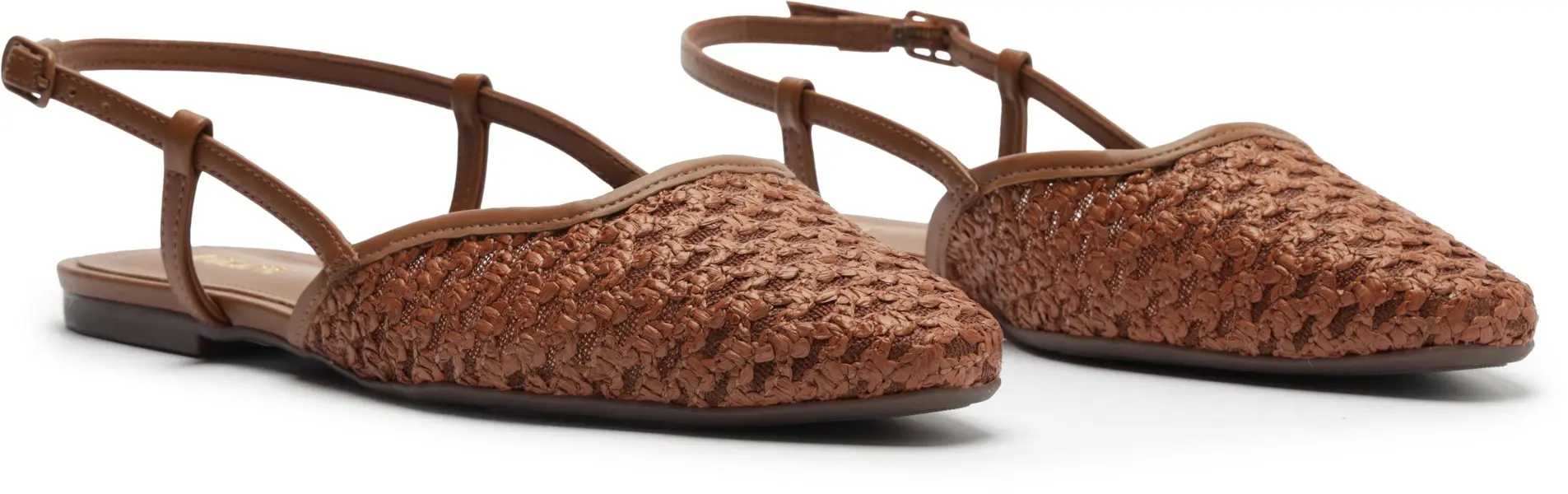 Woven Pointed Toe Slingback Ballerinas 5 Image