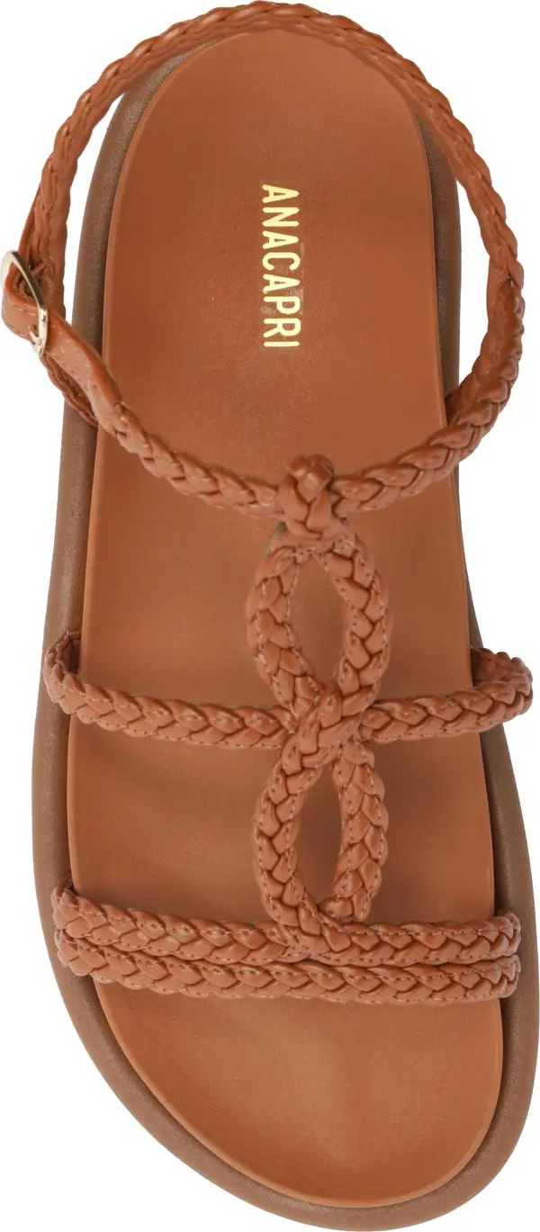 Brown Platform Braided Straps Woven Sandals 3 Image