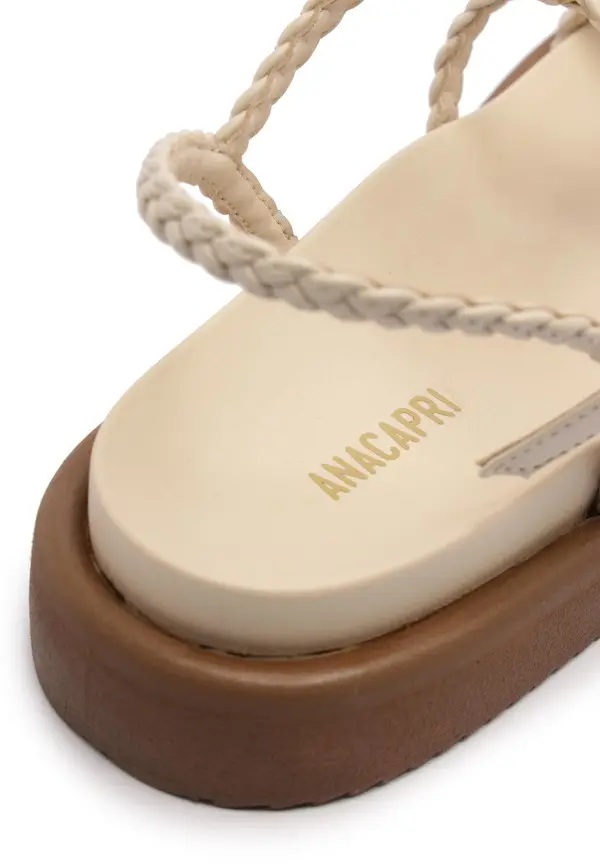 White Platform Braided Straps Woven Sandals 1 Image