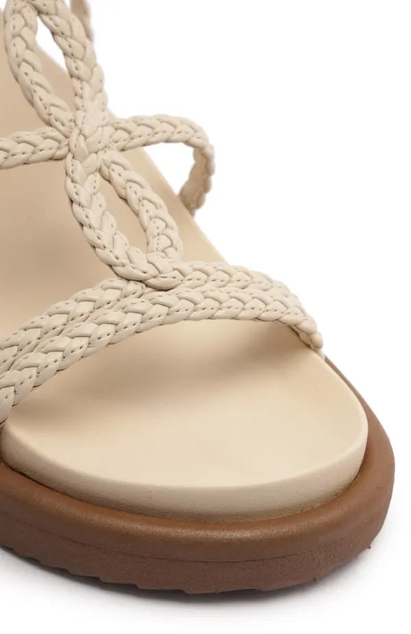 White Platform Braided Straps Woven Sandals 2 Image