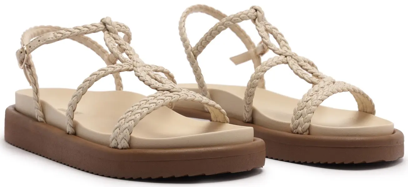 White Platform Braided Straps Woven Sandals 5 Image