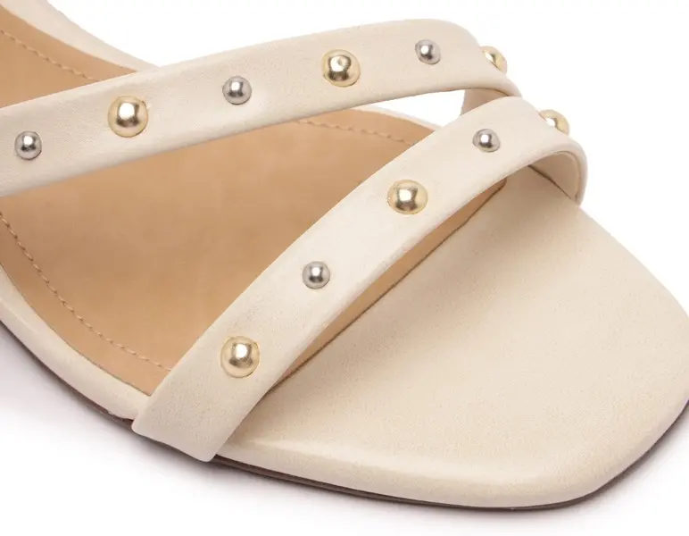 Leather Block Heel Sandal with Studded Straps 2 Image