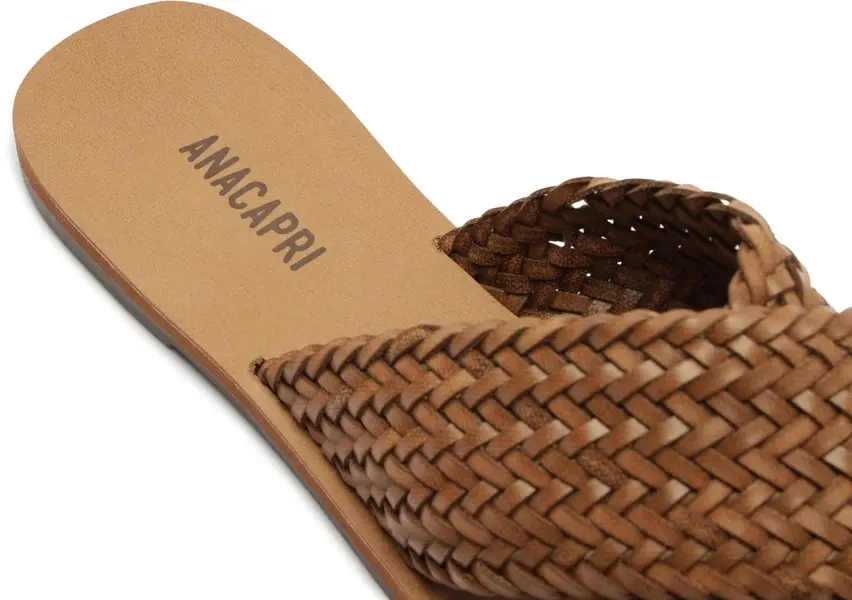 Brown Braided Strappy Flat Slipper 1 Image