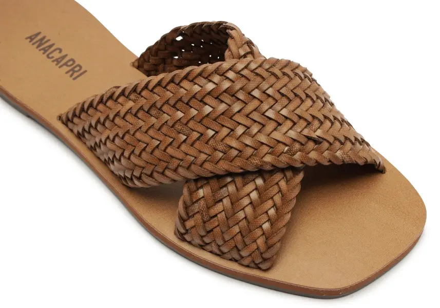 Brown Braided Strappy Flat Slipper 2 Image