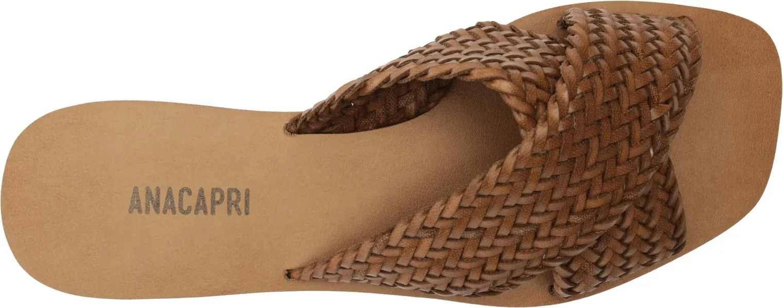 Brown Braided Strappy Flat Slipper 3 Image