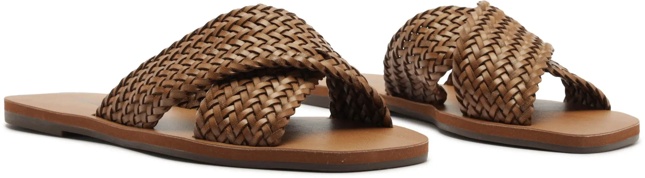 Brown Braided Strappy Flat Slipper 4 Image