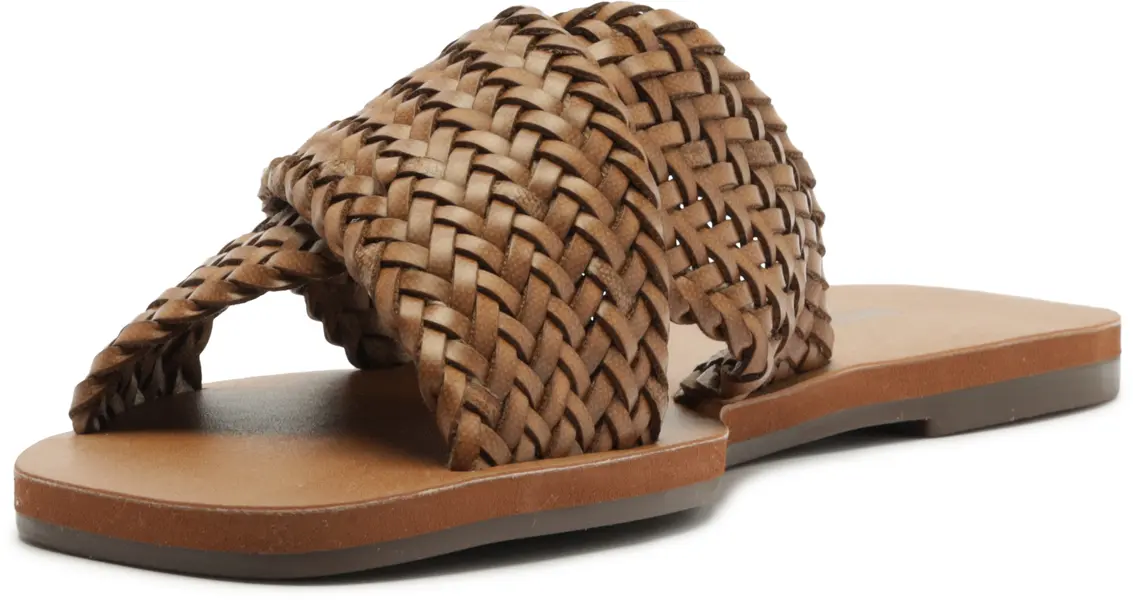 Brown Braided Strappy Flat Slipper 5 Image