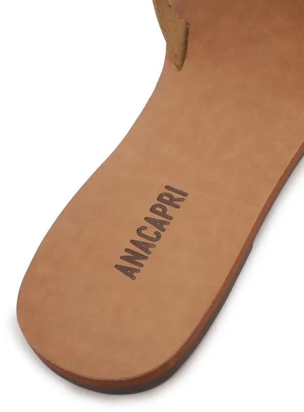 Gold Leather Designed Strappy Slipper 3 Image