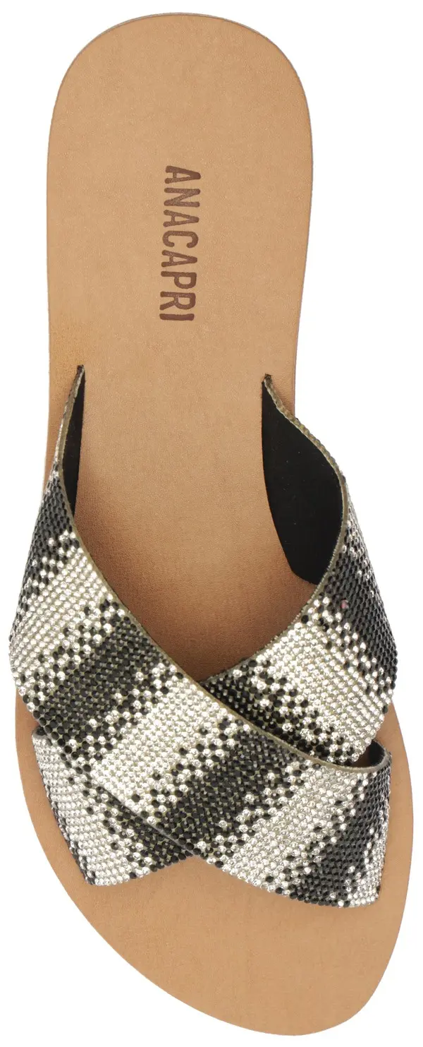 Snake-Print Crystal Embellished Criss-Cross Slipper 3 Image