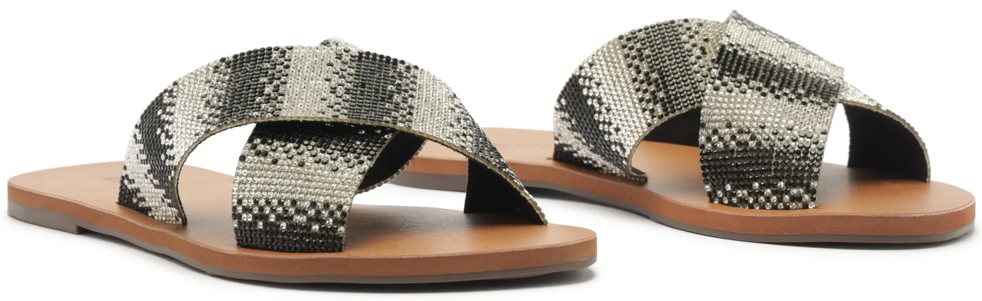 Snake-Print Crystal Embellished Criss-Cross Slipper 5 Image