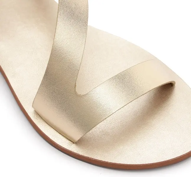 Monochrome Curved Straps Metallic Leather Sandals 1 Image