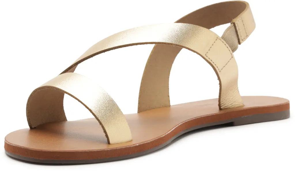 Monochrome Curved Straps Metallic Leather Sandals 5 Image