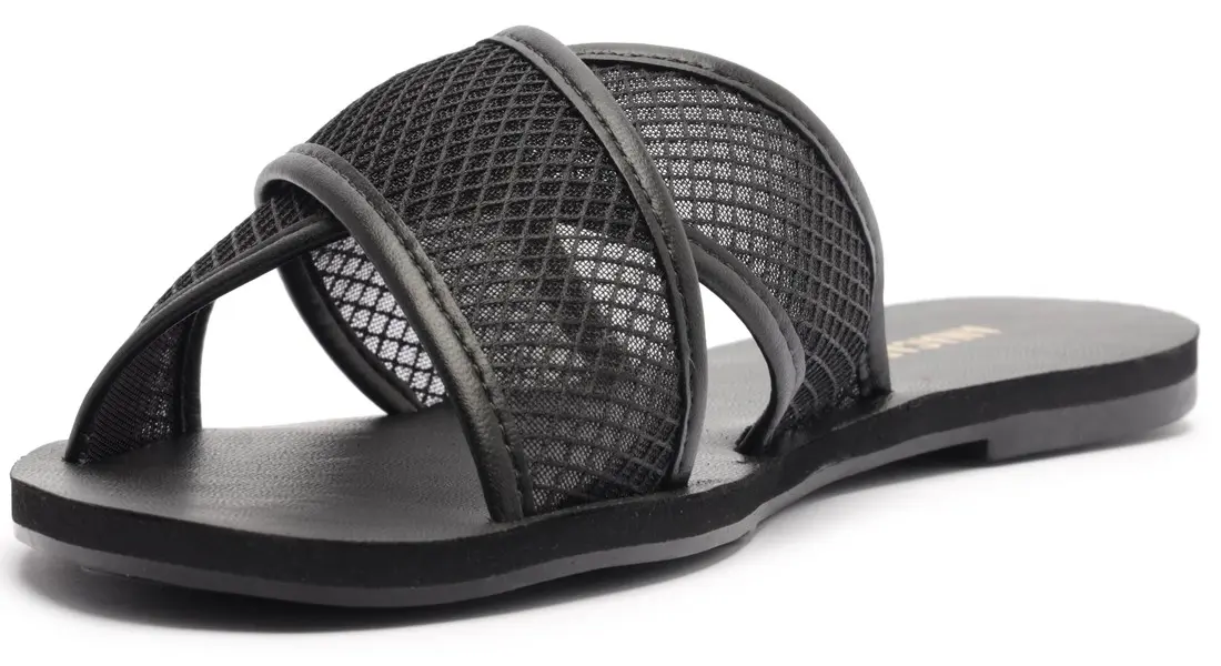Mesh Crossed Straps Slipper 4 Image