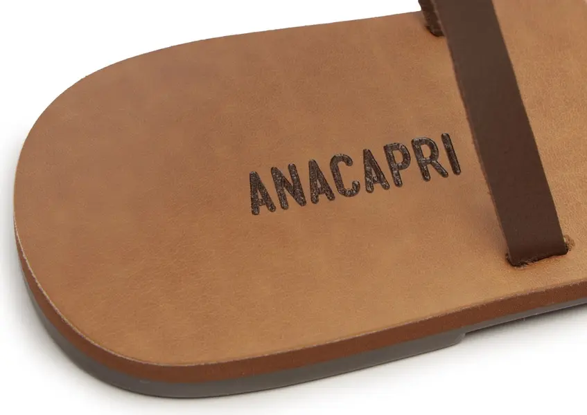 Brown Leather Gladiator Flat Sandal with Studs 1 Image