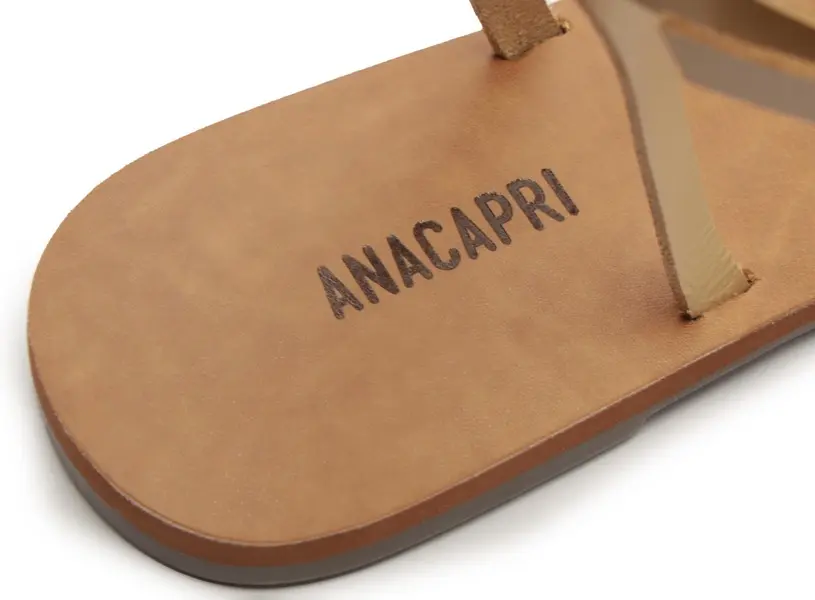 Beige Leather Gladiator Flat Sandal with Studs 2 Image