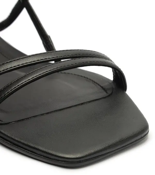 Classic Black Leather Strappy Flat Sandal 2 Image