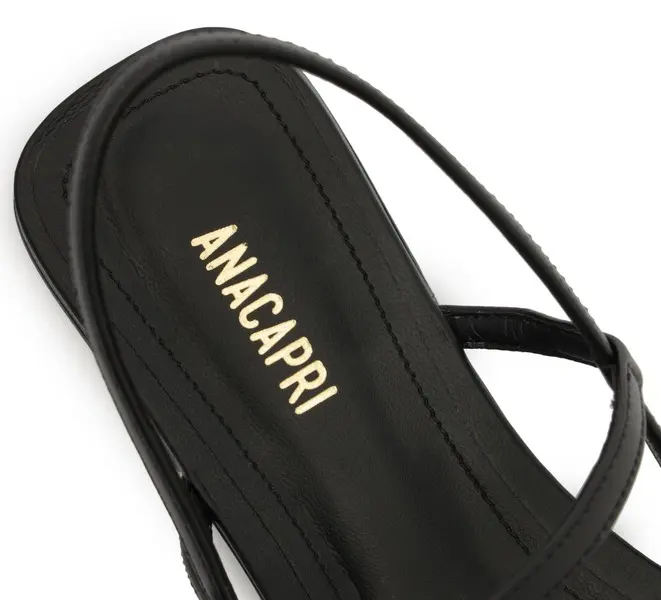 Classic Black Leather Strappy Flat Sandal 3 Image