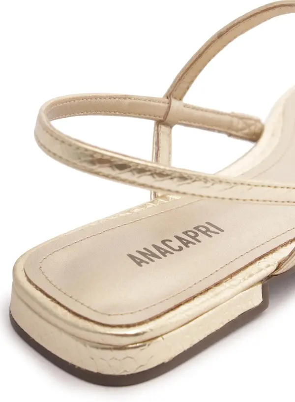 Gold Leather Strappy Flat Sandal 2 Image