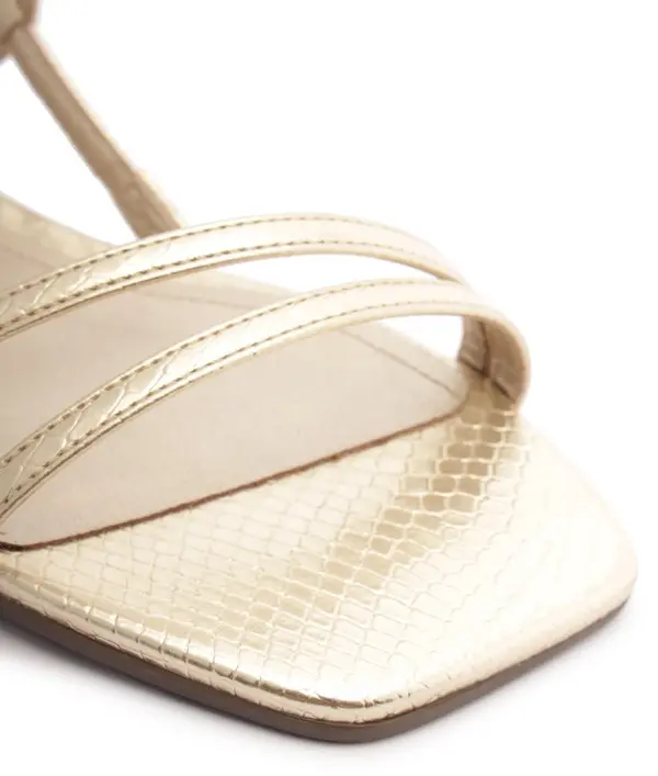 Gold Leather Strappy Flat Sandal 3 Image
