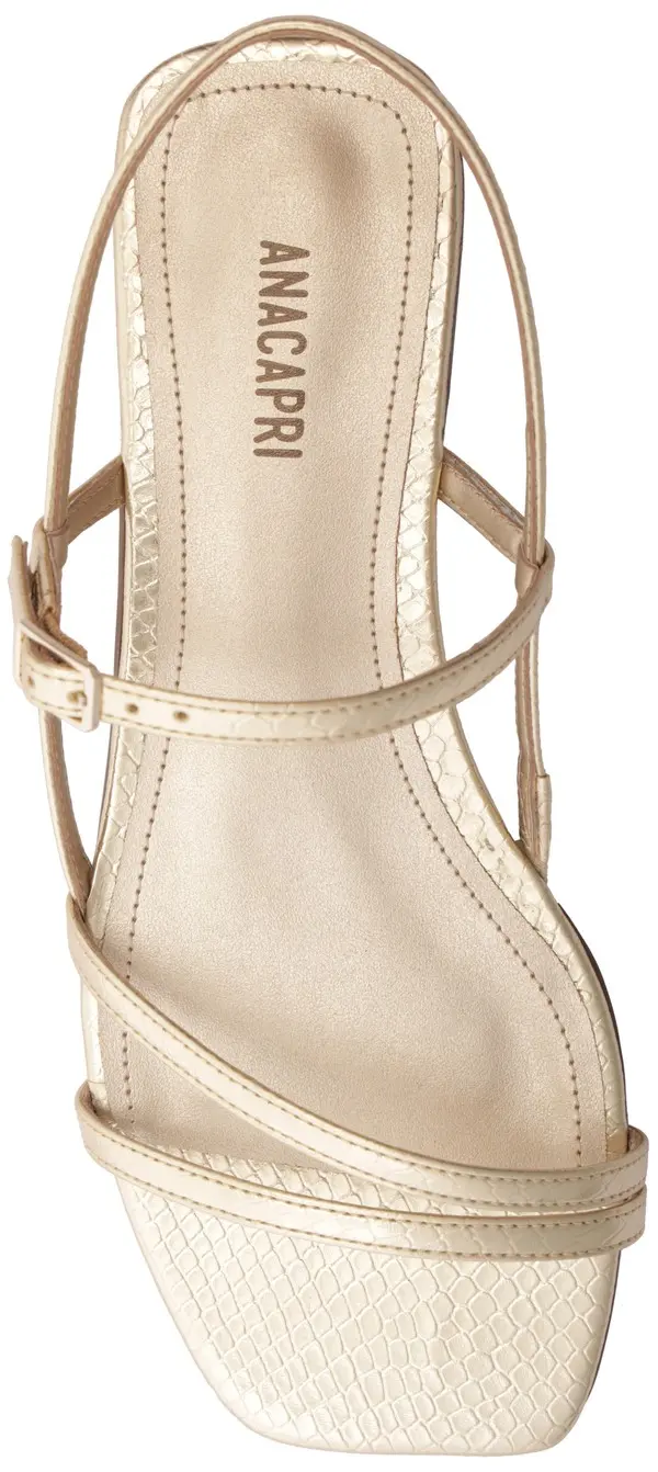 Gold Leather Strappy Flat Sandal 4 Image