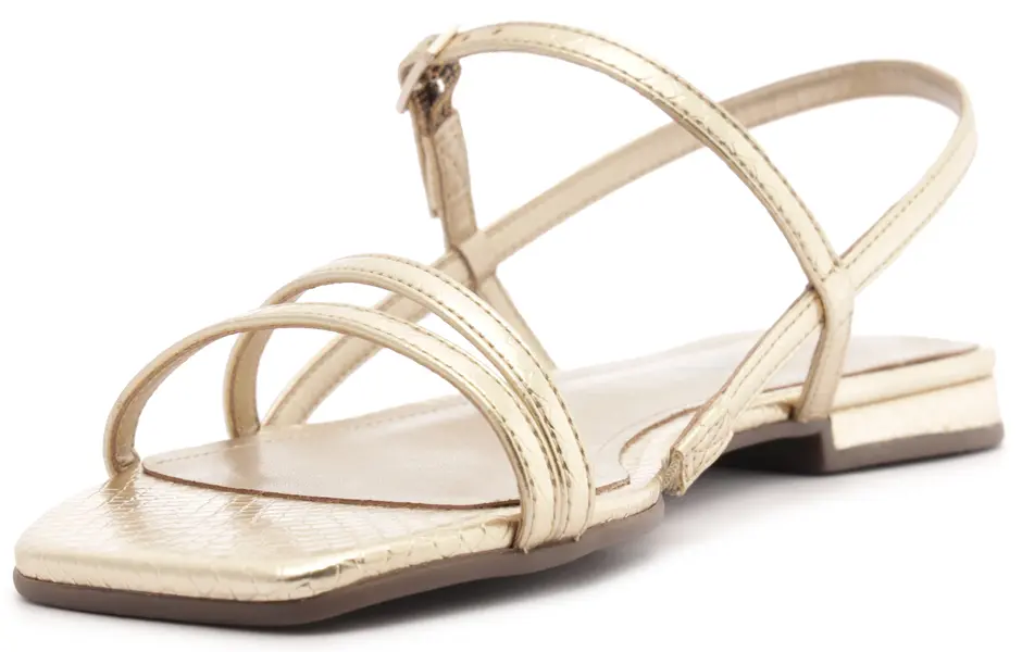 Gold Leather Strappy Flat Sandal 6 Image