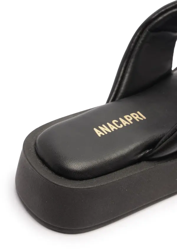 Black Padded Flatform Thong Slipper 1 Image