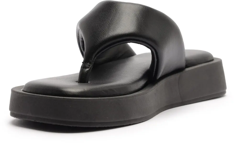 Black Padded Flatform Thong Slipper 4 Image