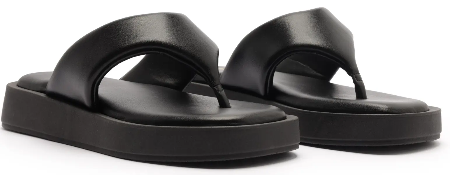 Black Padded Flatform Thong Slipper 5 Image