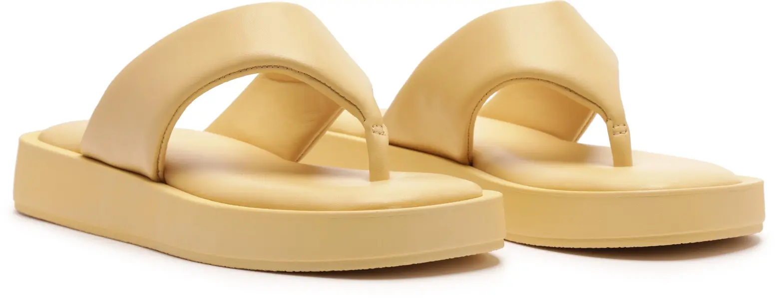 Yellow Padded Flatform Thong Slipper 5 Image