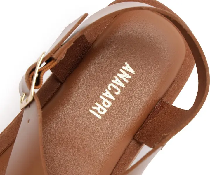 Brown Soft Leather Flatform Thong Sandal with Ankle Strap 2 Image