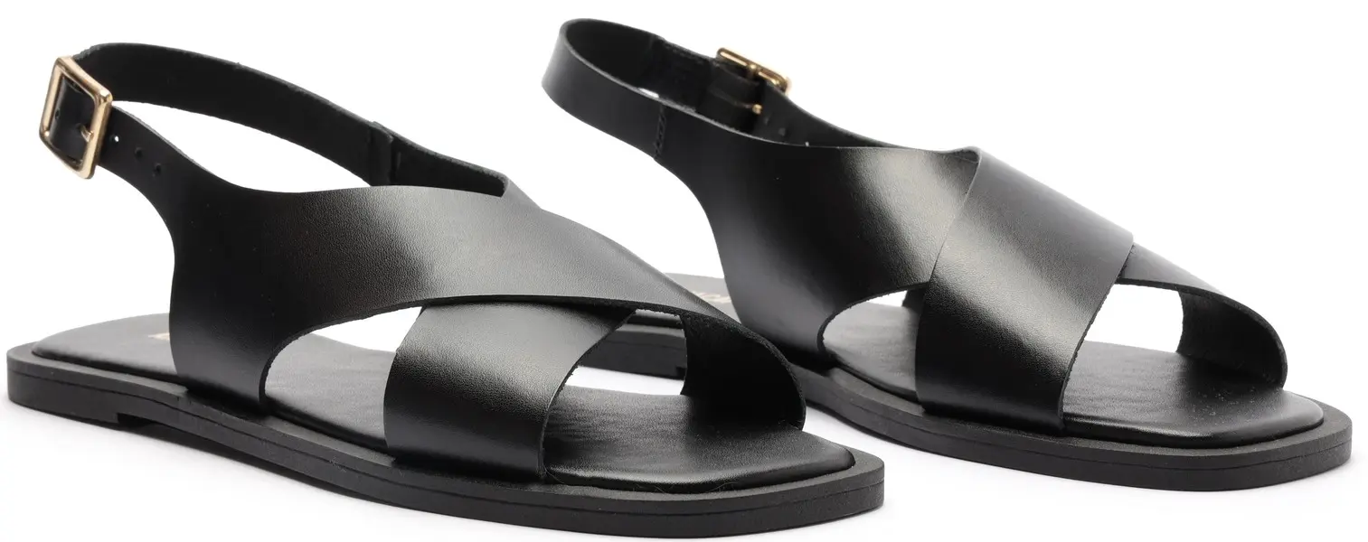 Black Soft Leather Criss-Cross Slingback Sandal 1 Image