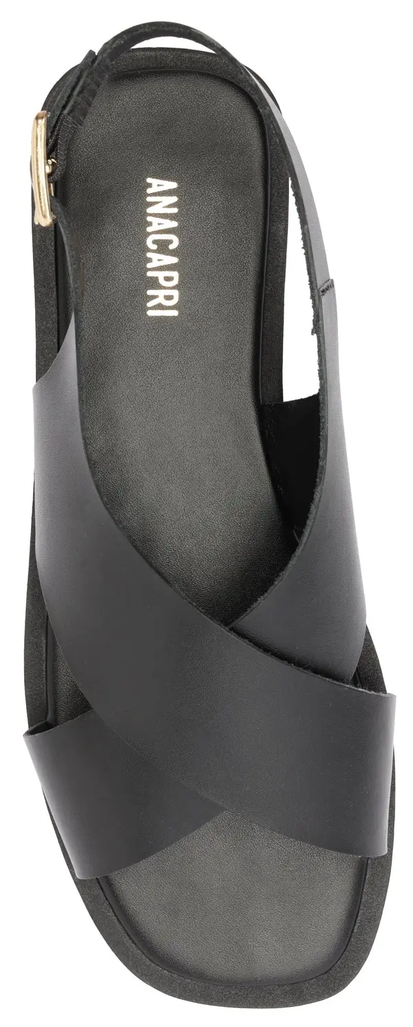 Black Soft Leather Criss-Cross Slingback Sandal 4 Image