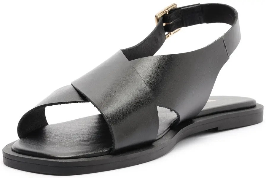 Black Soft Leather Criss-Cross Slingback Sandal 5 Image