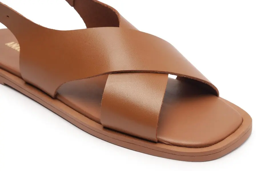 Brown Soft Leather Criss-Cross Slingback Sandal 2 Image