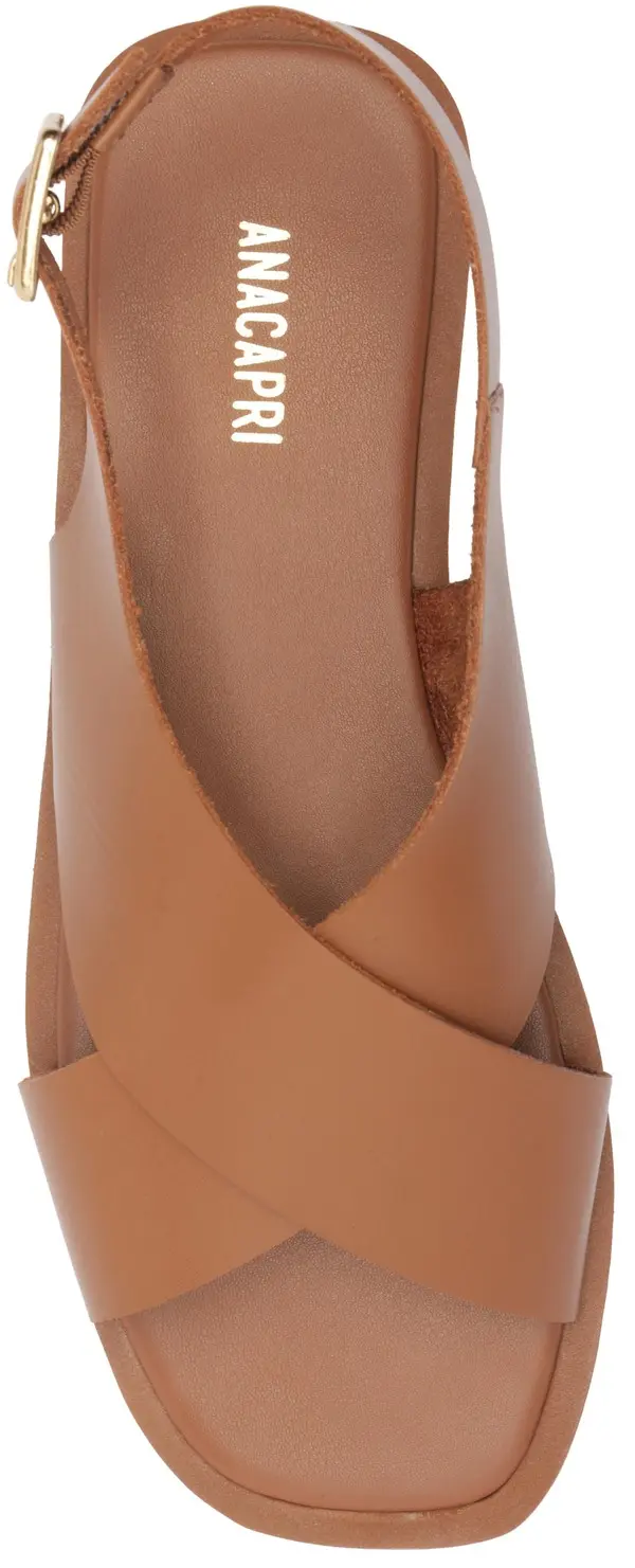 Brown Soft Leather Criss-Cross Slingback Sandal 3 Image